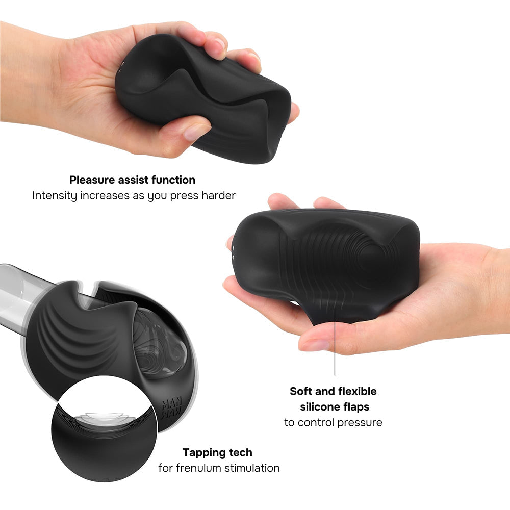 Man.wand Sub One Vibrating Tapping Masturbator-Infinite Black