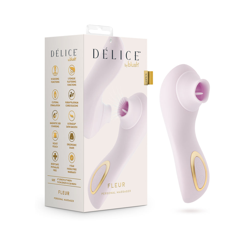 Delice Fleur Fluttering & Suction Massager-Barely Purple