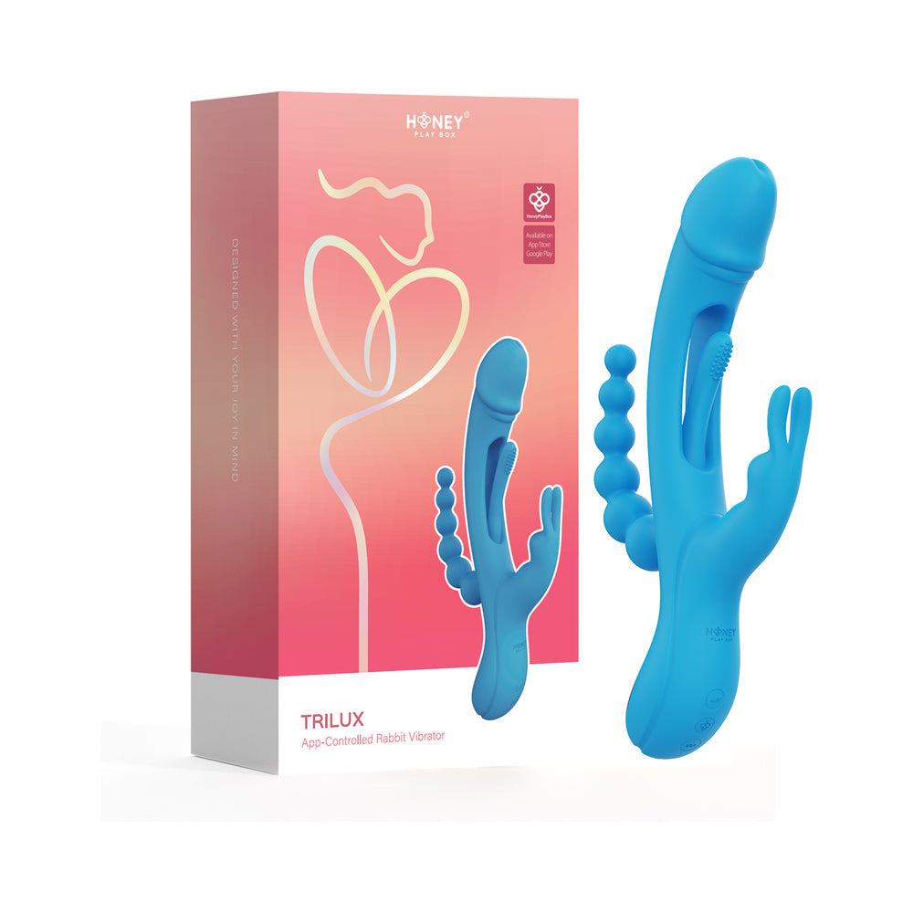 Trilux Kinky Finger Rabbit Vibrator w/Anal Beads - Blue