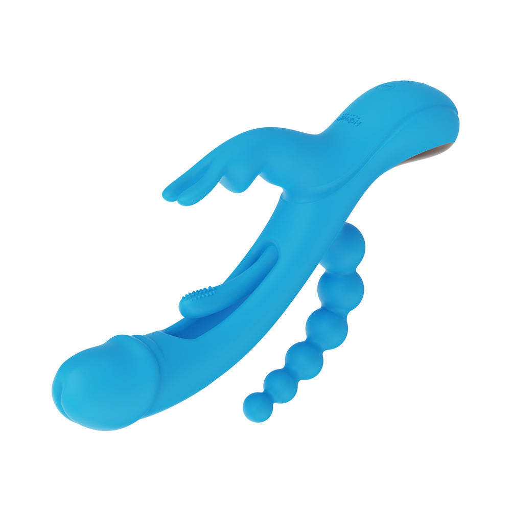 Trilux Kinky Finger Rabbit Vibrator w/Anal Beads - Blue