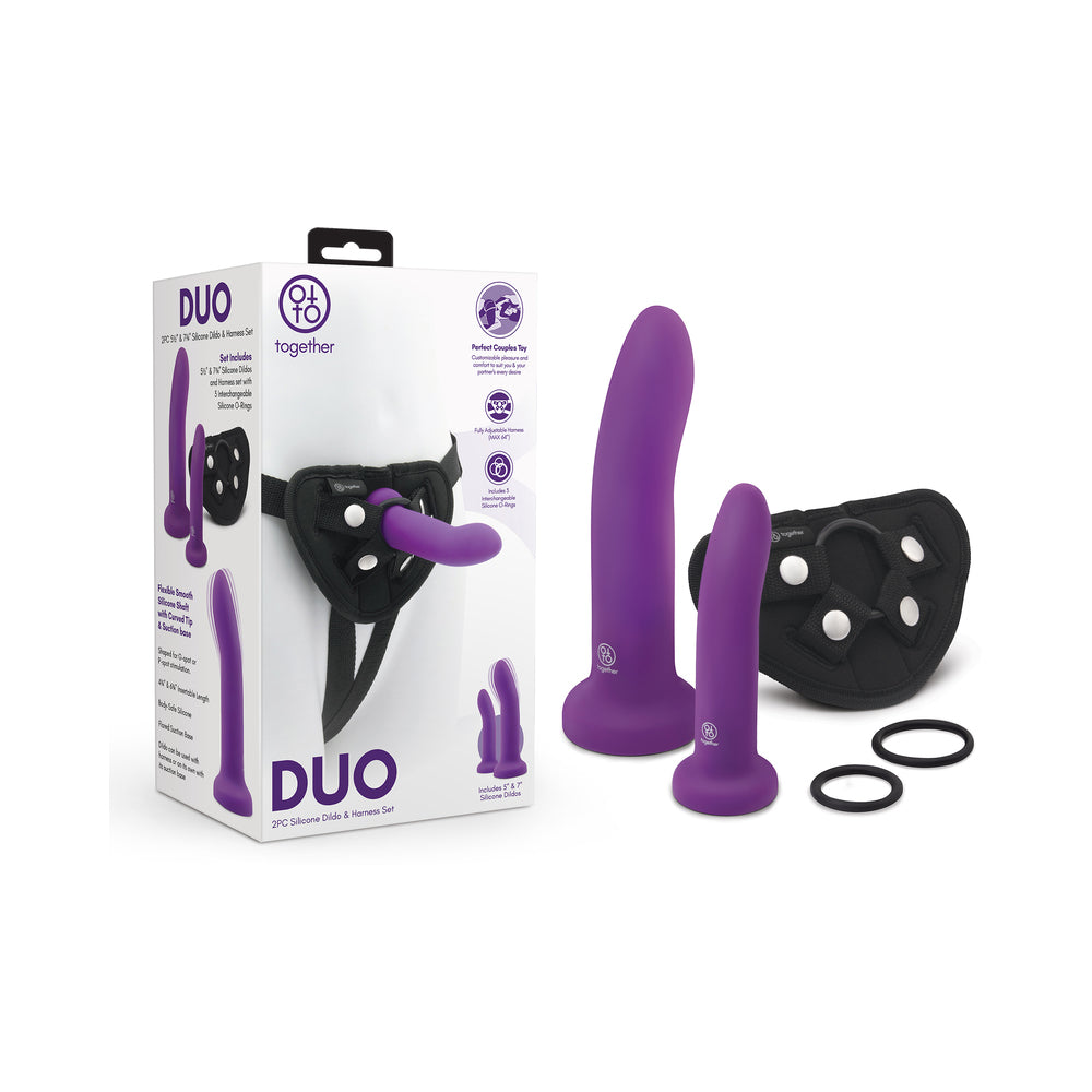 Together 2 pc 5.5 & 7.75 Silicone Dildo & Harness Set
