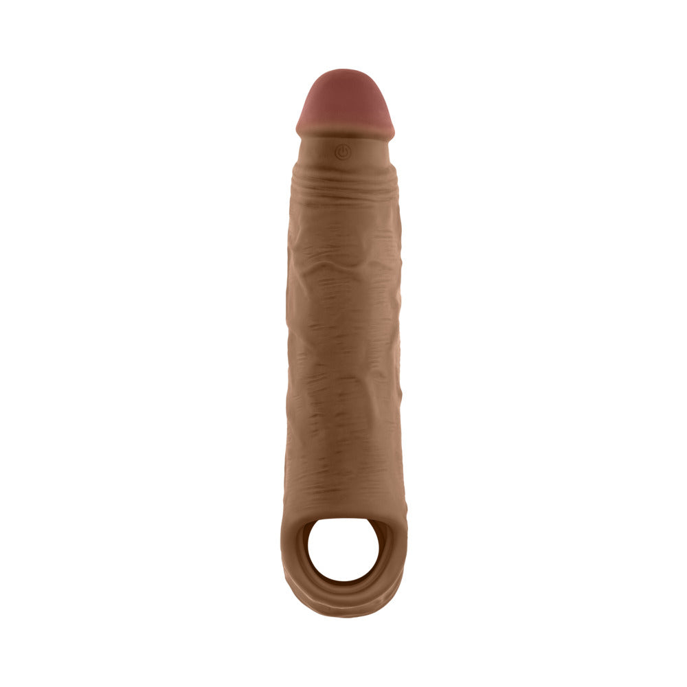 Shaft Flexskin Liquid Silicone 8.8" Vibrating Sheath - Mahogany
