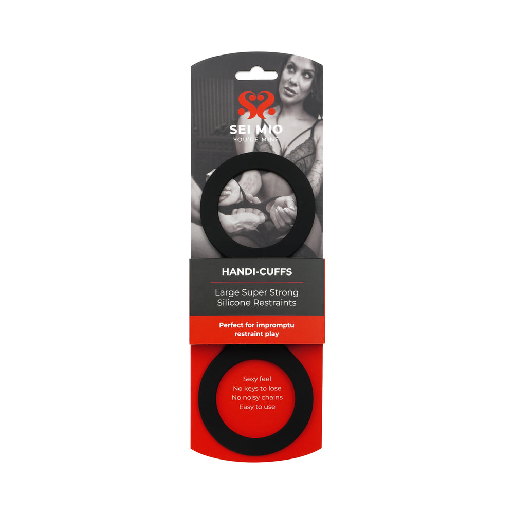 Sei Mio Handi Cuffs Super Strong Silicone Restraints - Large, Black