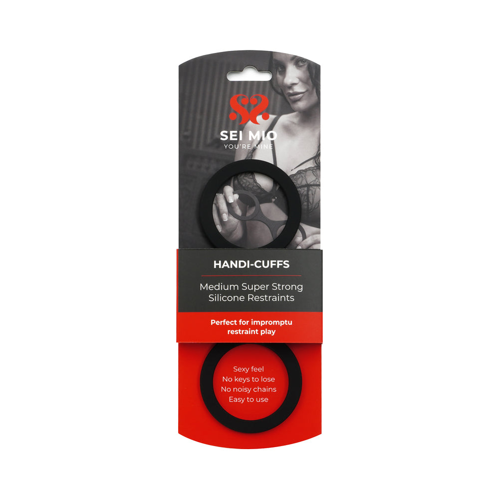 Sei Mio Handi Cuffs Super Strong Silicone Restraints - Medium, Black
