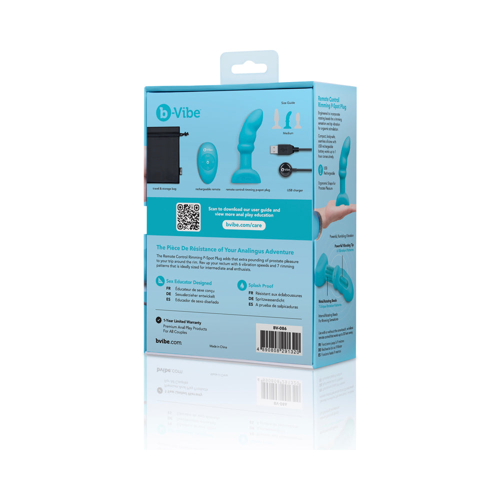 b-Vibe Remote Control Rimming P-Spot Plug - Blue
