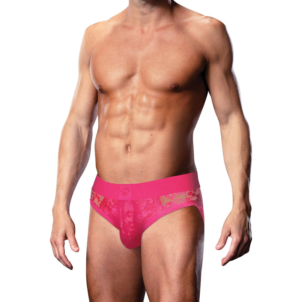 Prowler Lace Open Back Brief - Pink XL