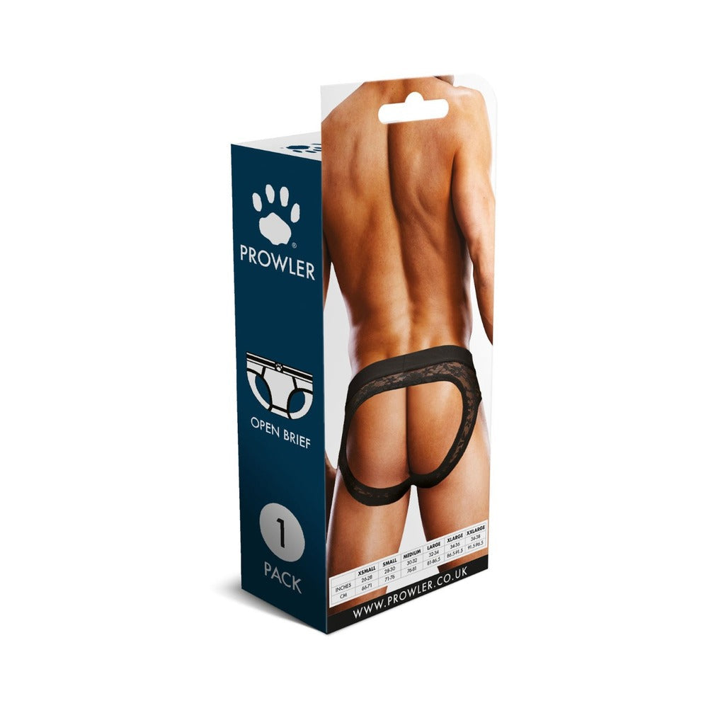 Prowler Lace Open Back Brief - Black SM