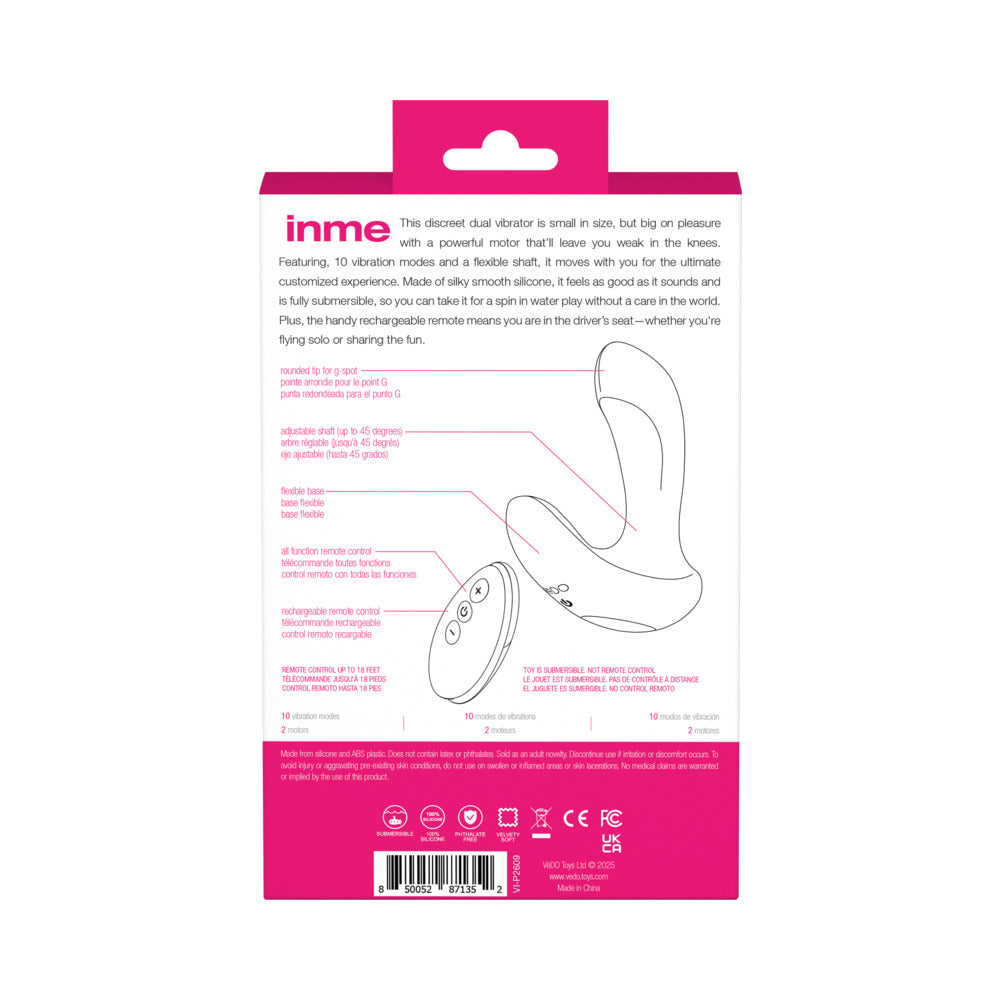 VeDO Inme Rechargeable Dual Vibe w/Remote Control - Pink