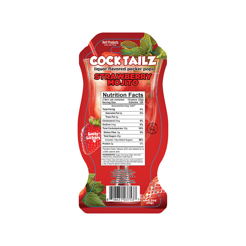 Cocktailz Liquor Flavored Pecker Pops Strawberry Mojito