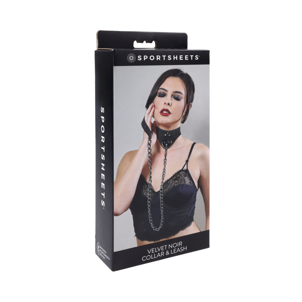 Sportsheets Velvet Noir Collar & Leash - Black