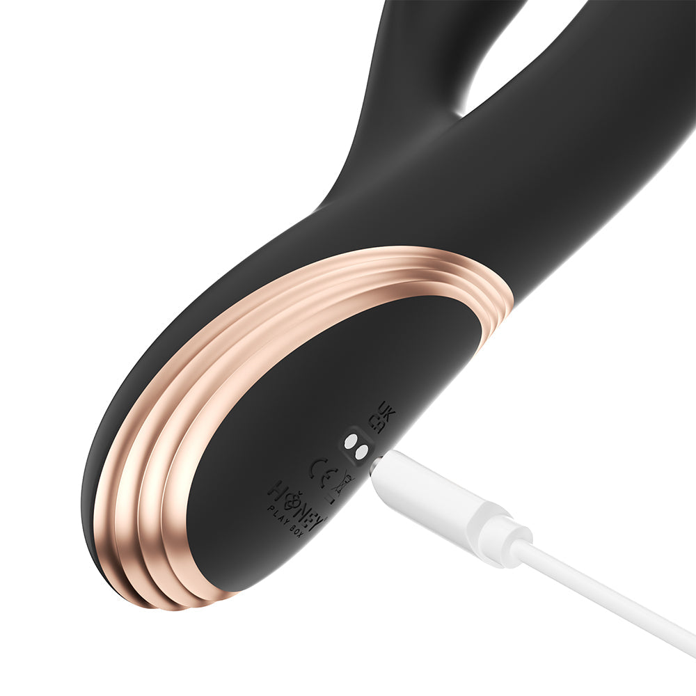 GEM Twin Balls Rabbit Vibrator - Black