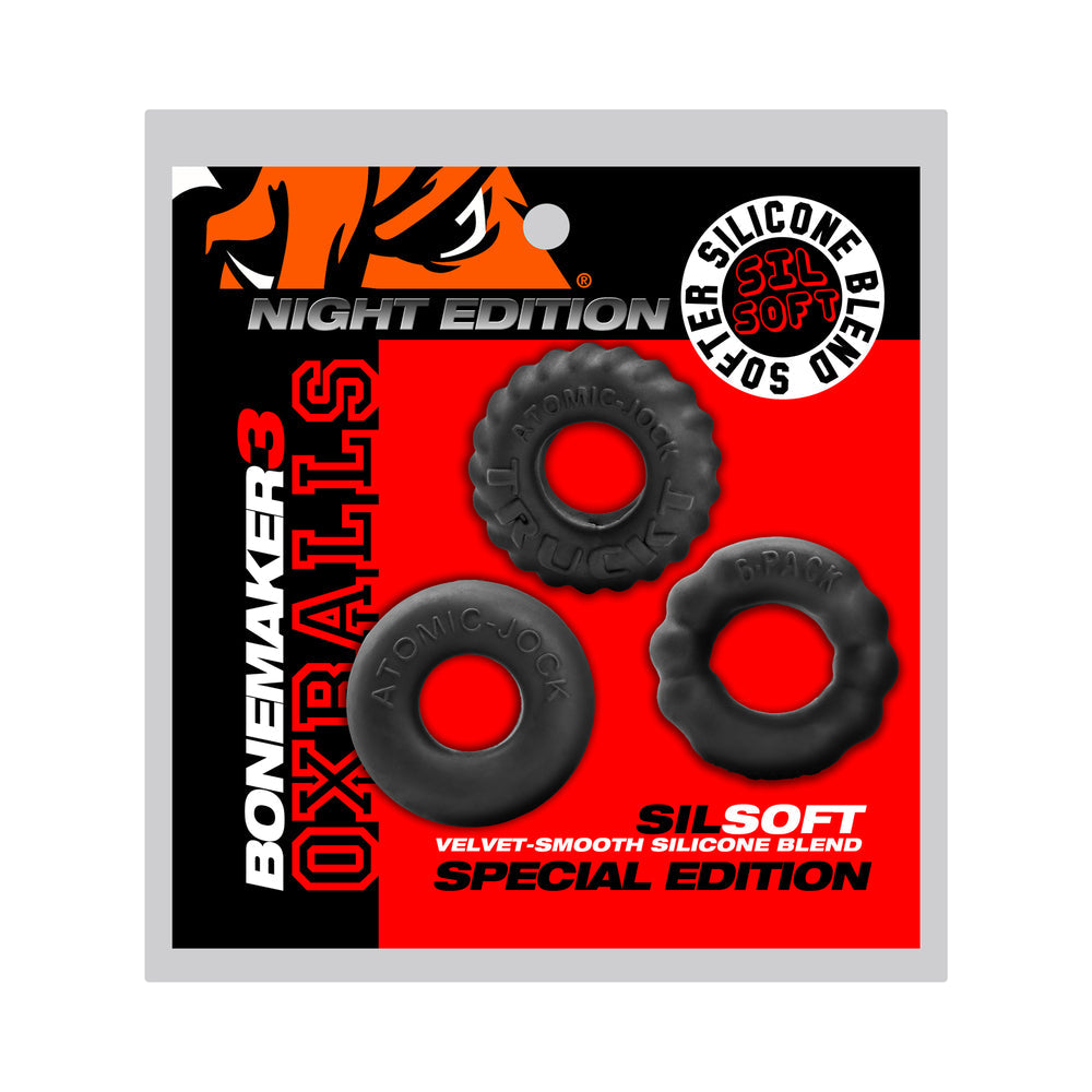 Oxballs Bonemaker Boner Cock Ring Kit Pack of 3 - Special Edition Night