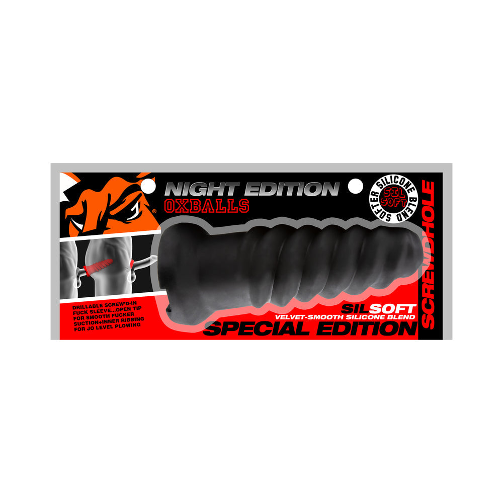Oxballs Screwdhole Screw'd-in Open Tip Masturbator - Black