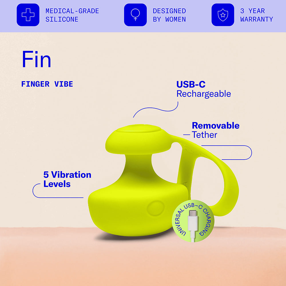 Dame Fin 2.0 Finger Vibrator - Citrus