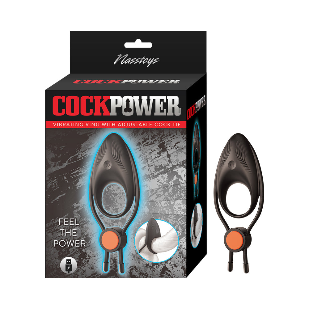 Cockpower Vibrating Ring w/Adjustable Cock Tie - Black