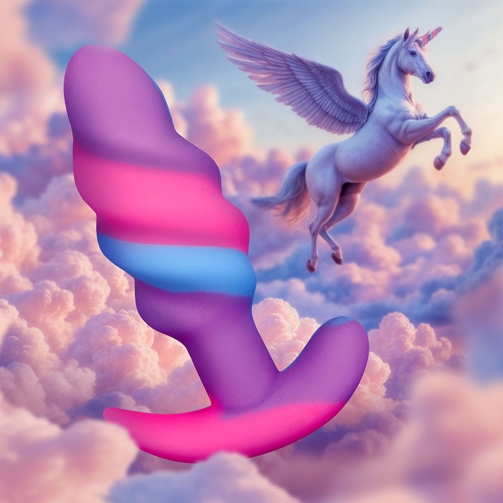 Creature Cocks - Unicorn Swirl Silicone Butt Plug - Small