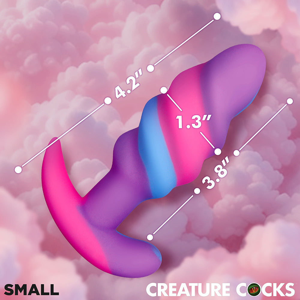 Creature Cocks - Unicorn Swirl Silicone Butt Plug - Small