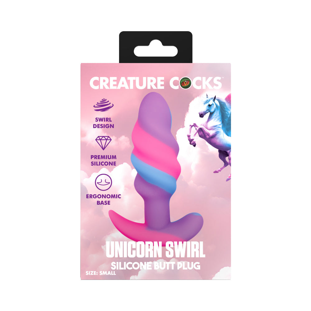 Creature Cocks - Unicorn Swirl Silicone Butt Plug - Small