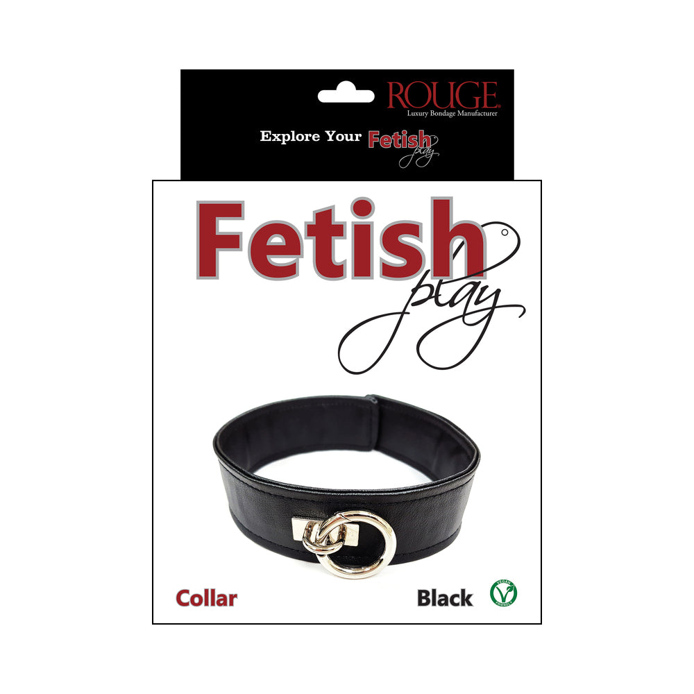 Rouge Fetish Play Vegan Leather Collar - Black
