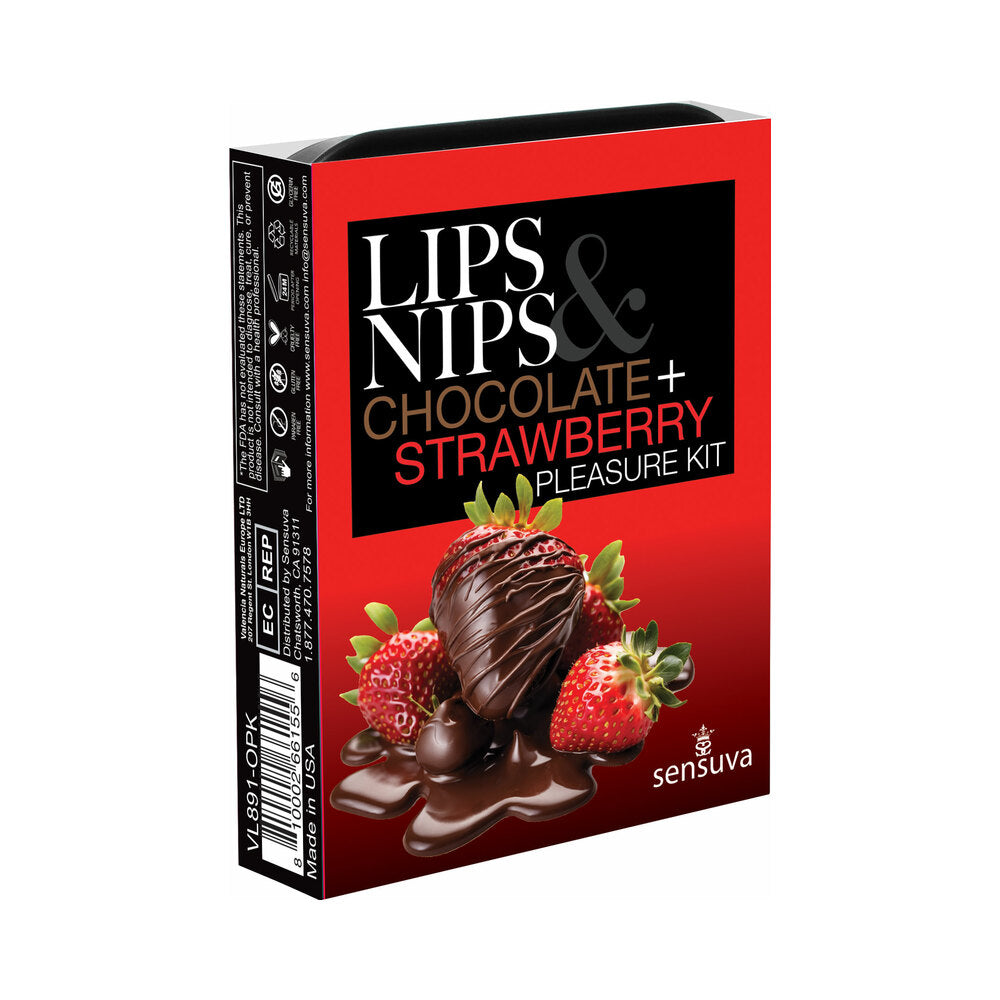 Sensuva Lips & Nips Pleasure Kit - Chocolate Nip Zip + Chocolate Strawberry XBalm + 50 Ways to Kiss Guide
