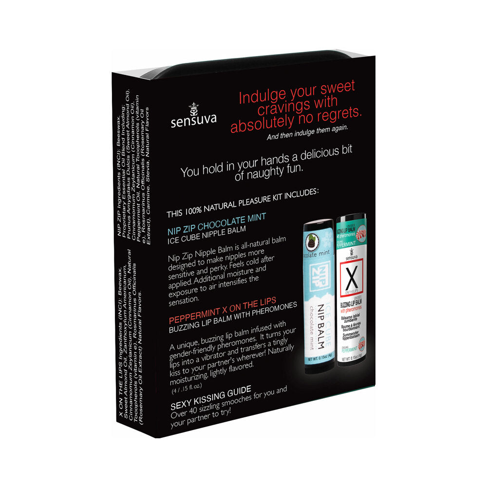 Sensuva Lips & Nips Pleasure Kit - Chocolate Nip Zip + Chocolate Peppermint XBalm + 50 Ways to Kiss Guide