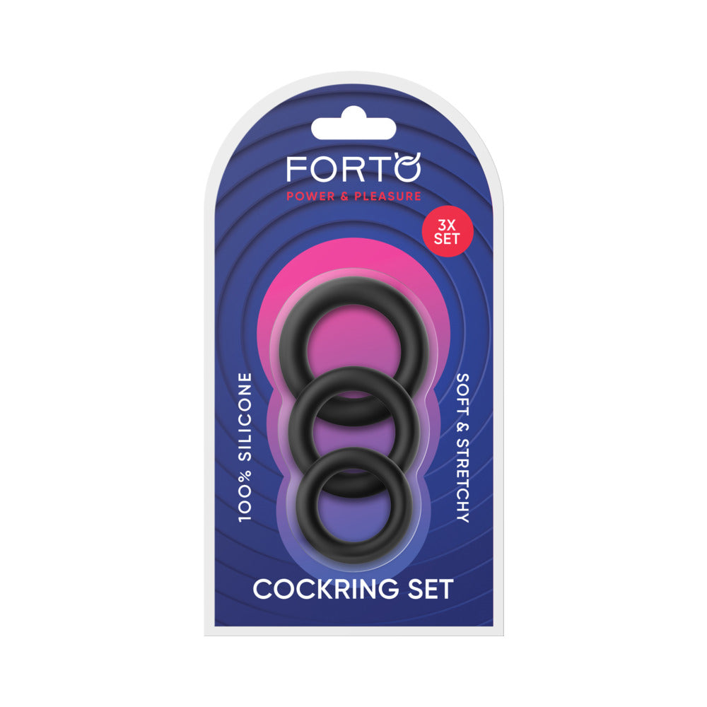Forto Trio Cock Ring Set - Black