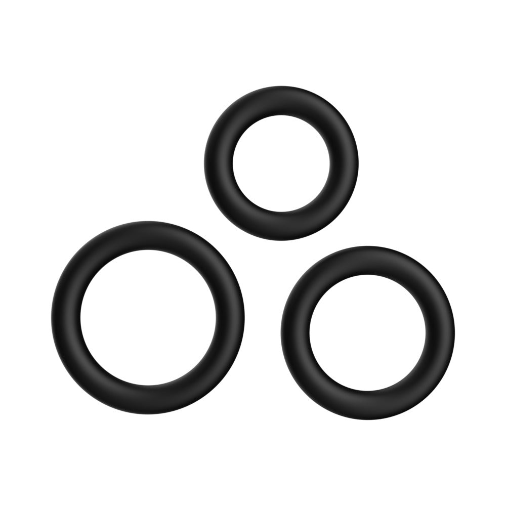 Forto Trio Cock Ring Set - Black