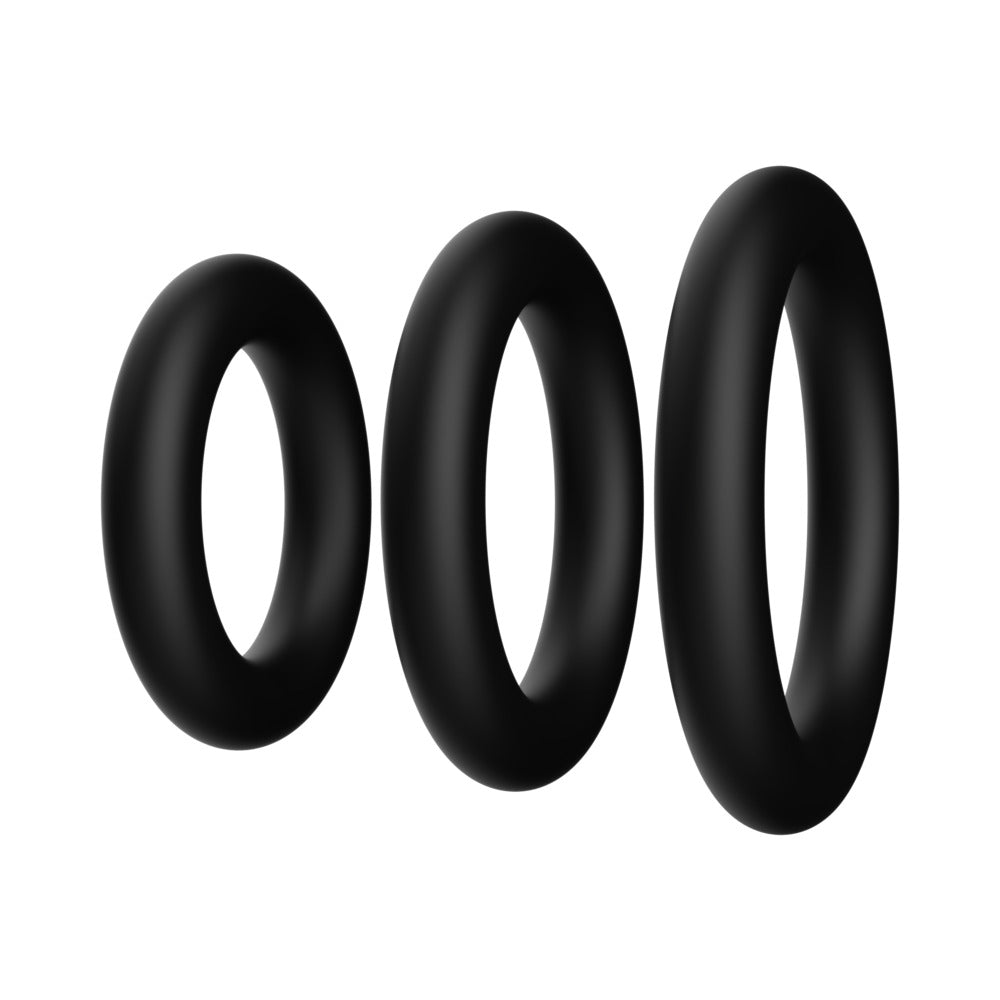 Forto Trio Cock Ring Set - Black