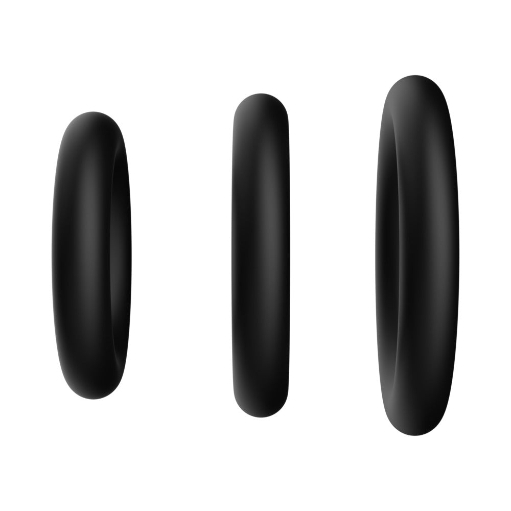 Forto Trio Cock Ring Set - Black