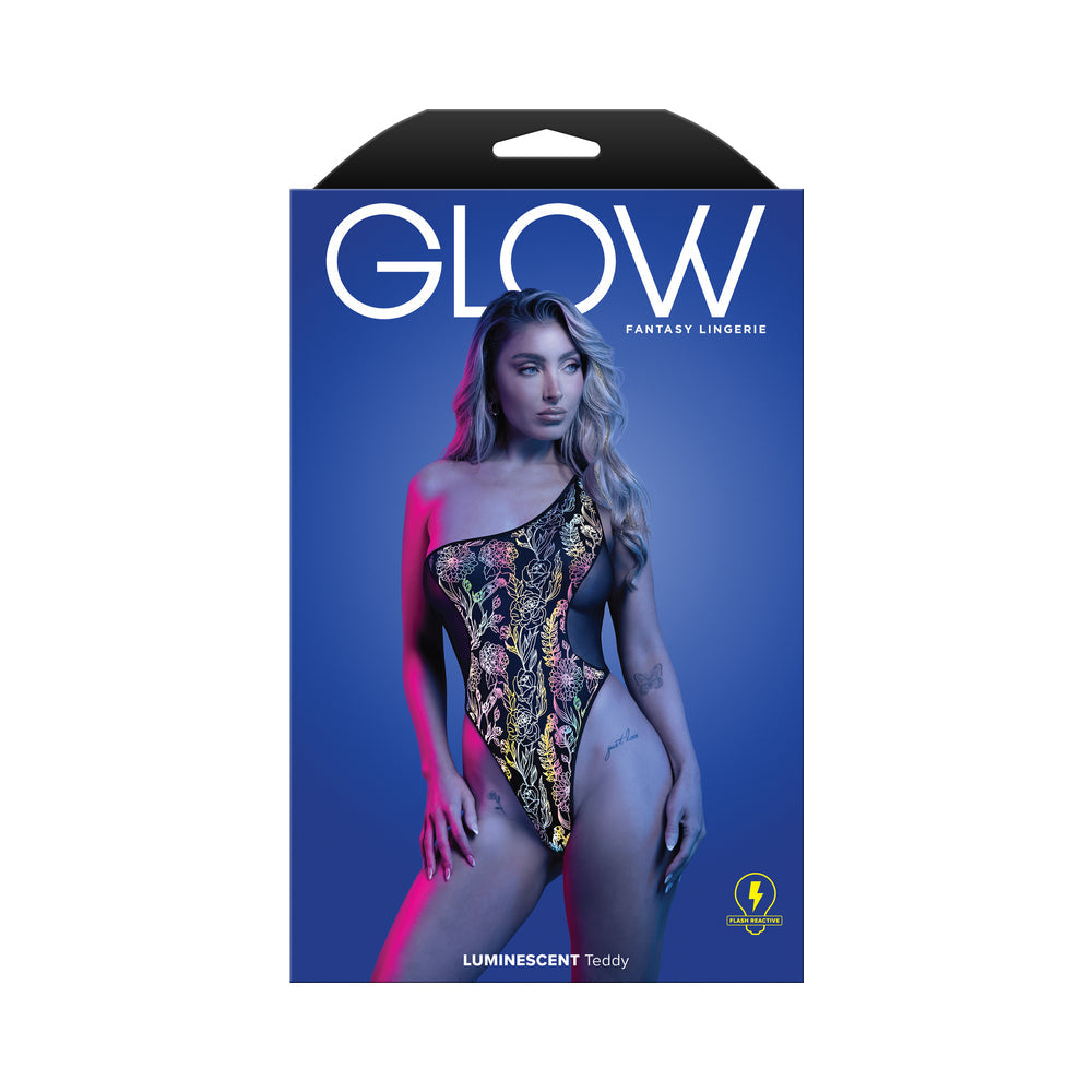 Luminescent Flash Reflective Floral Print Teddy - Black S/M
