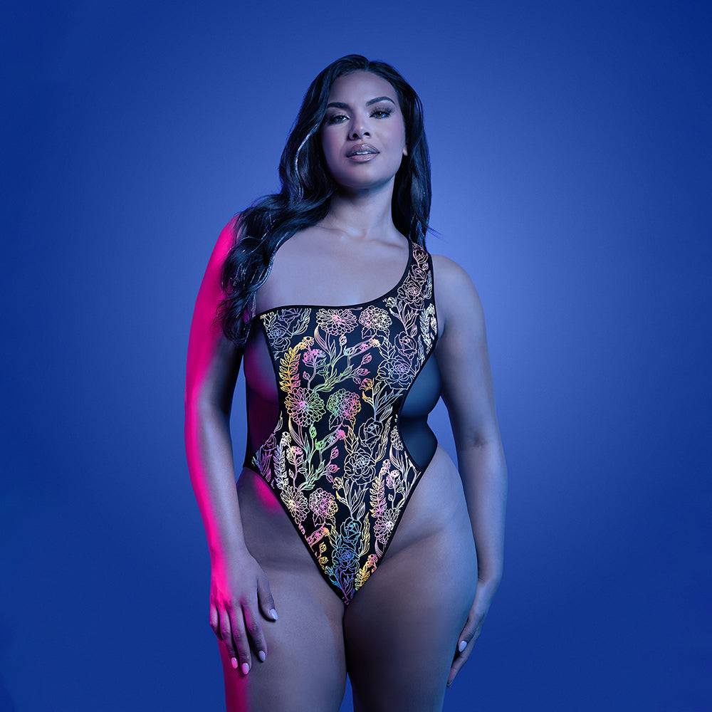 Luminescent Flash Reflective Floral Print Teddy - Black QN