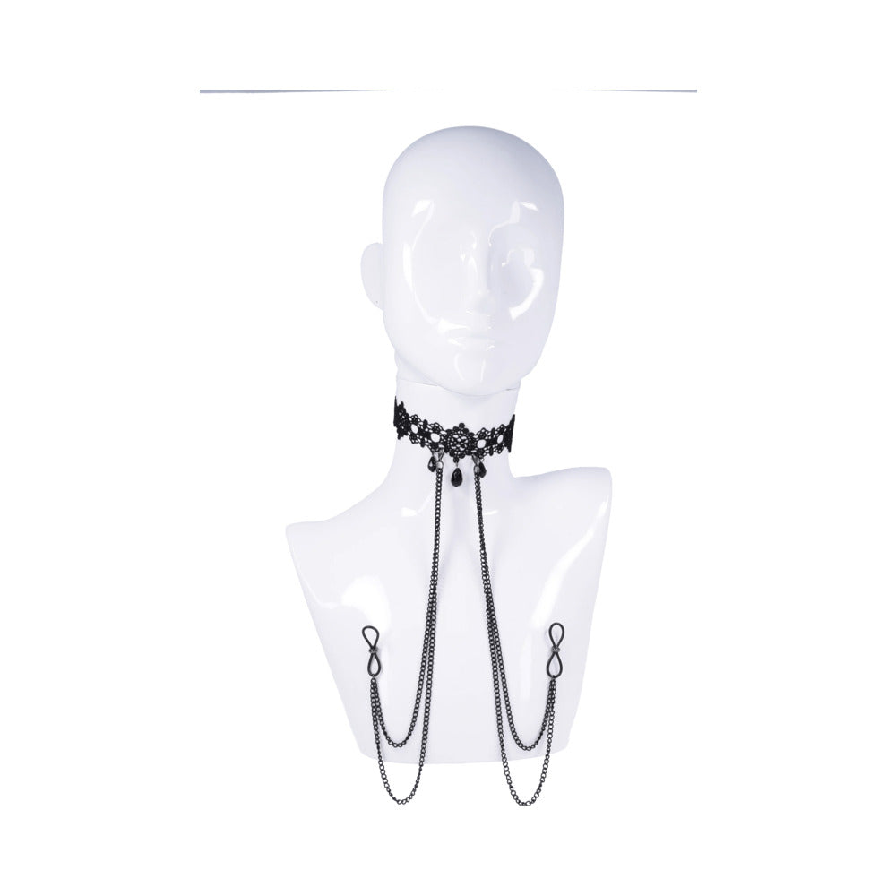 Sex & Mischief Lace Collar with Nipple Ties
