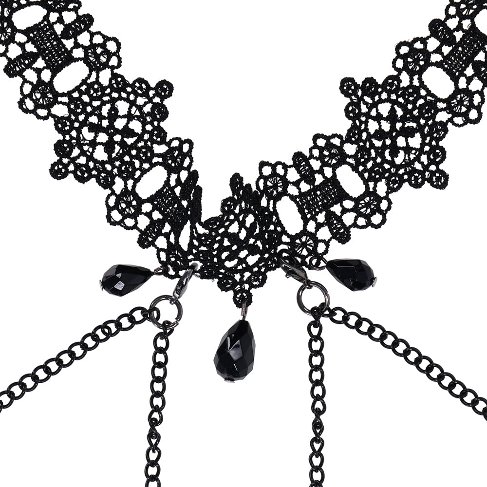 Sex & Mischief Lace Collar with Nipple Ties