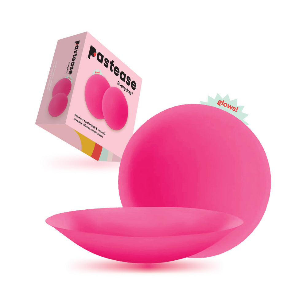 Pastease HALOS Silicone Nipple Covers w/Travel Box - Neon Pink D+ Cup 10 or More Uses