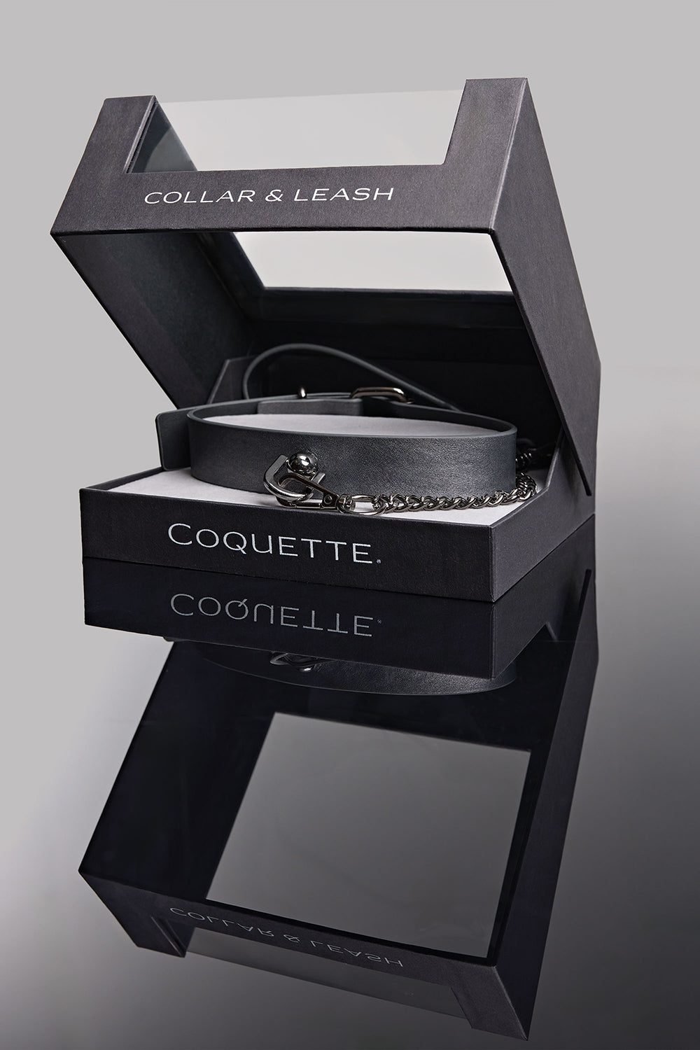 Pleasure Collection Gunmetal Glam Collar & Leash w/Removable Chain