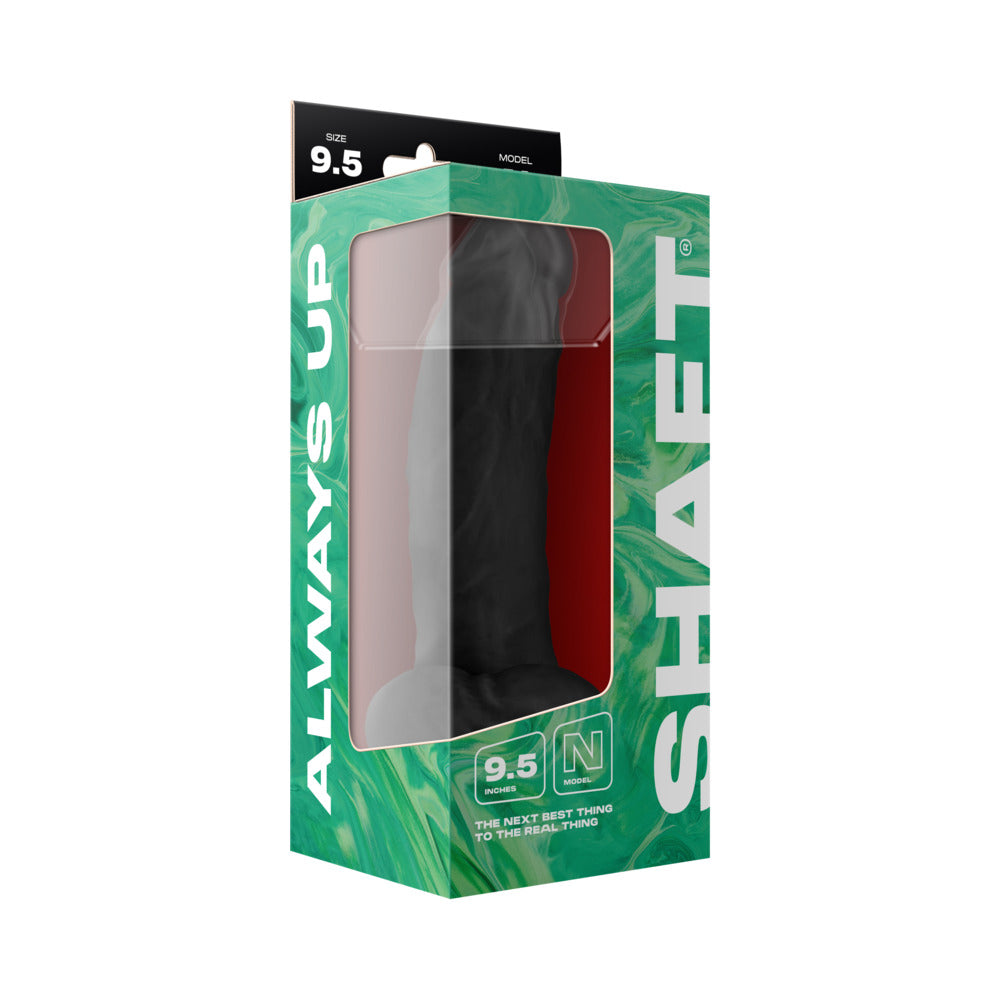 Shaft Model N Flexskin Liquid Silicone 9.5" Side Curve Dong w/Balls - Black