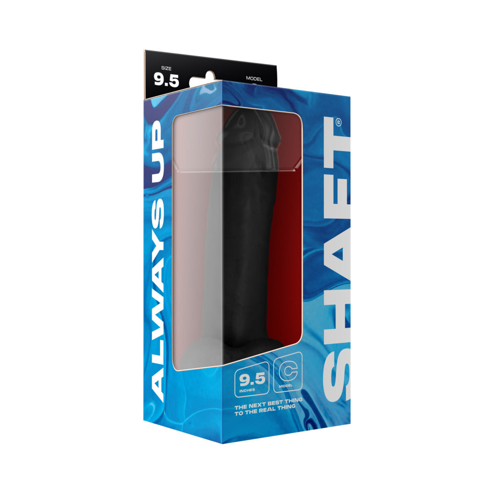 Shaft Model C Flexskin Liquid Silicone 9.5" Curved Dong w/Balls - Black