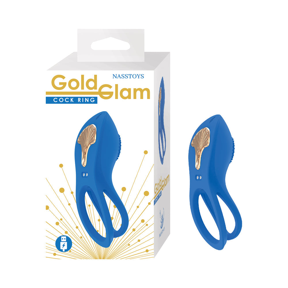 Gold Glam Cock Ring - Blue