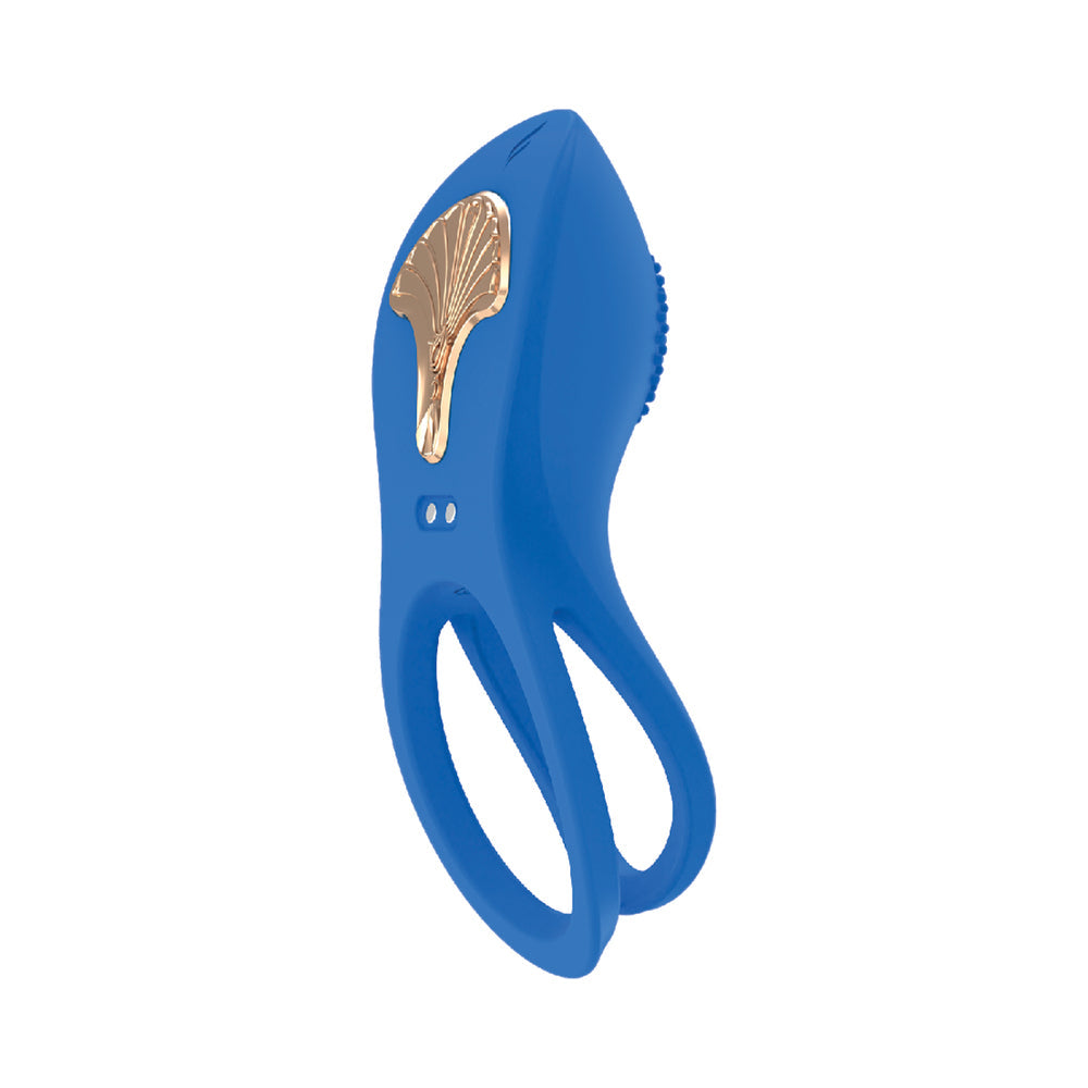 Gold Glam Cock Ring - Blue