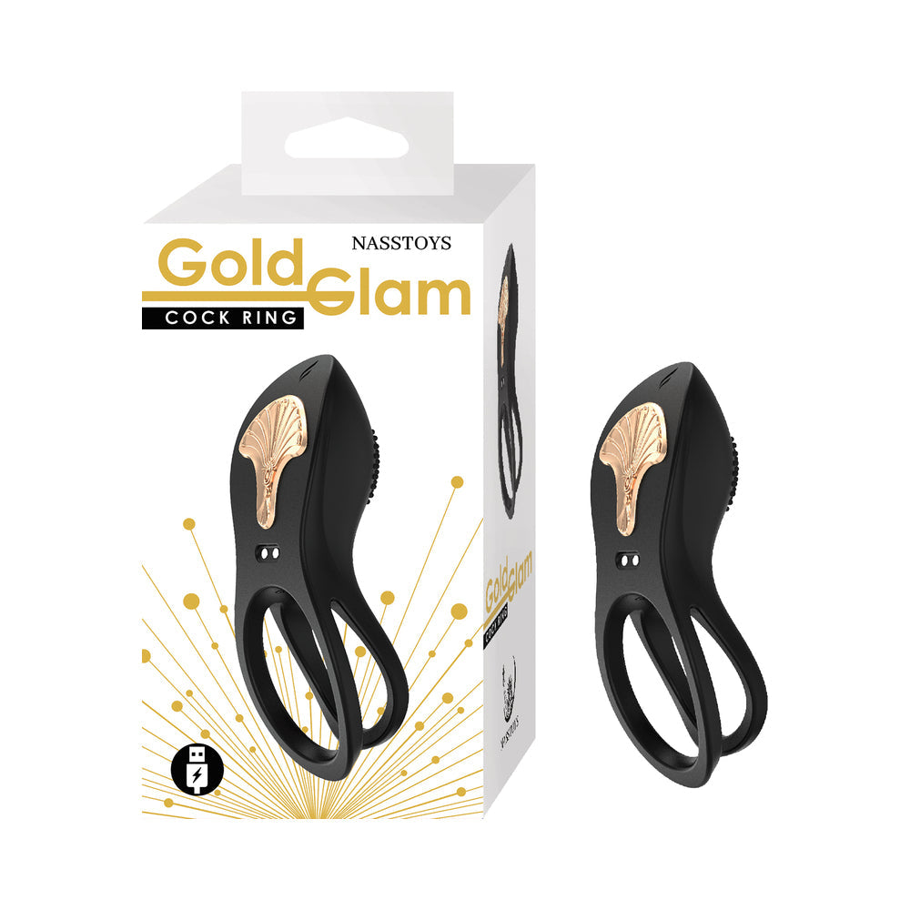 Gold Glam Cock Ring - Black