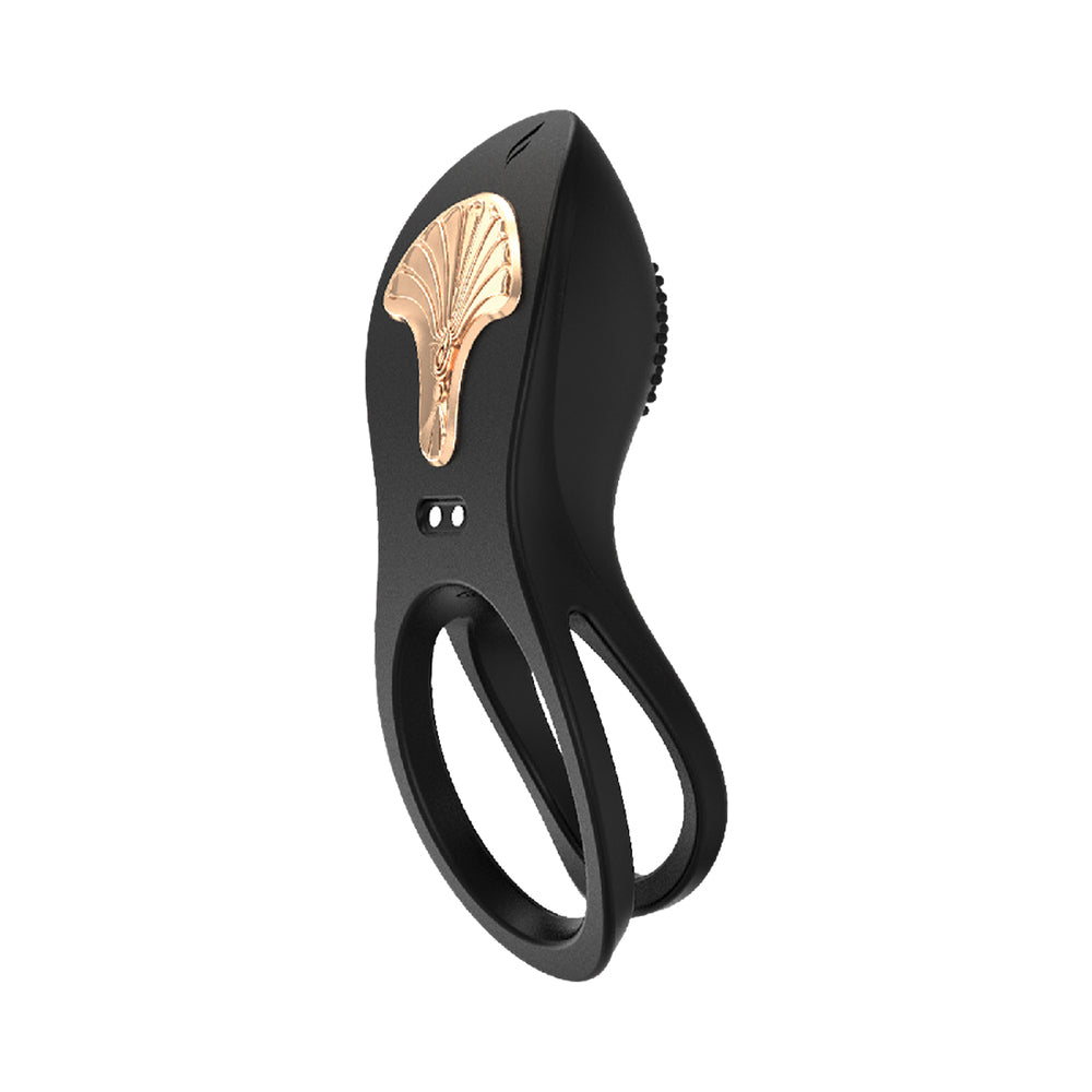 Gold Glam Cock Ring - Black