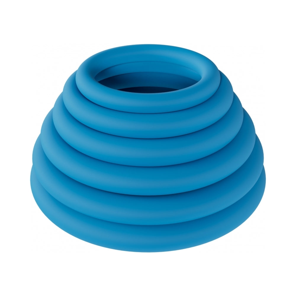 Shots Levelz Classic Silicone Cock Ring Set of 6 All Sizes - Teal