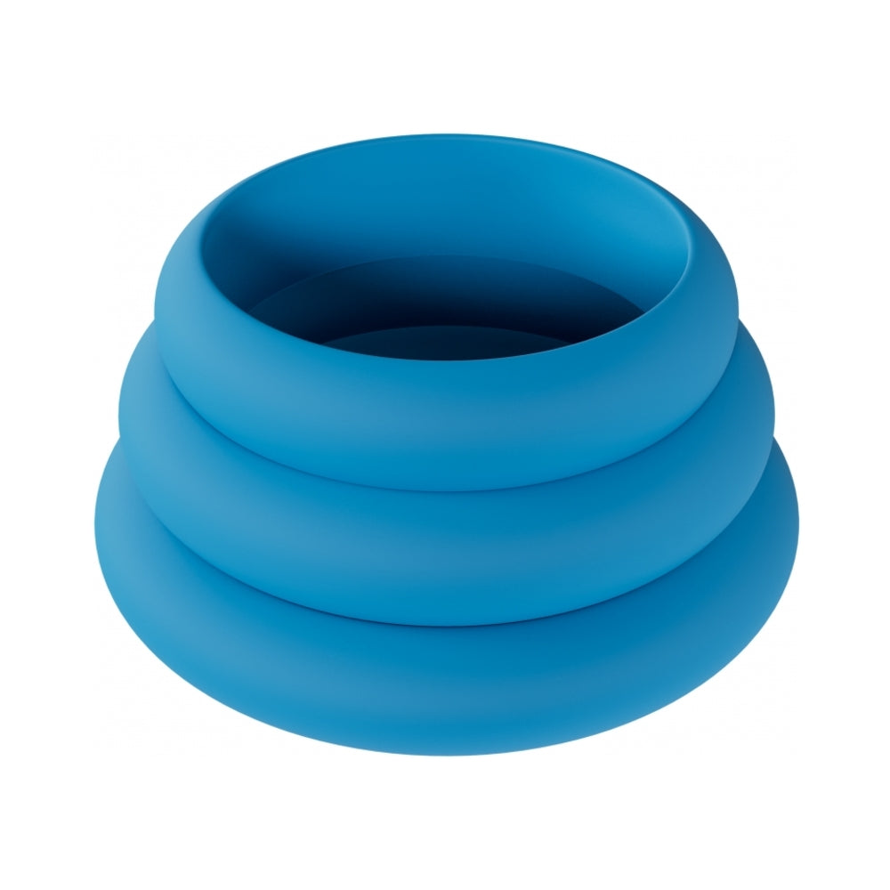 Shots Levelz Wide O Silicone Cock Ring Set of 3 - Teal