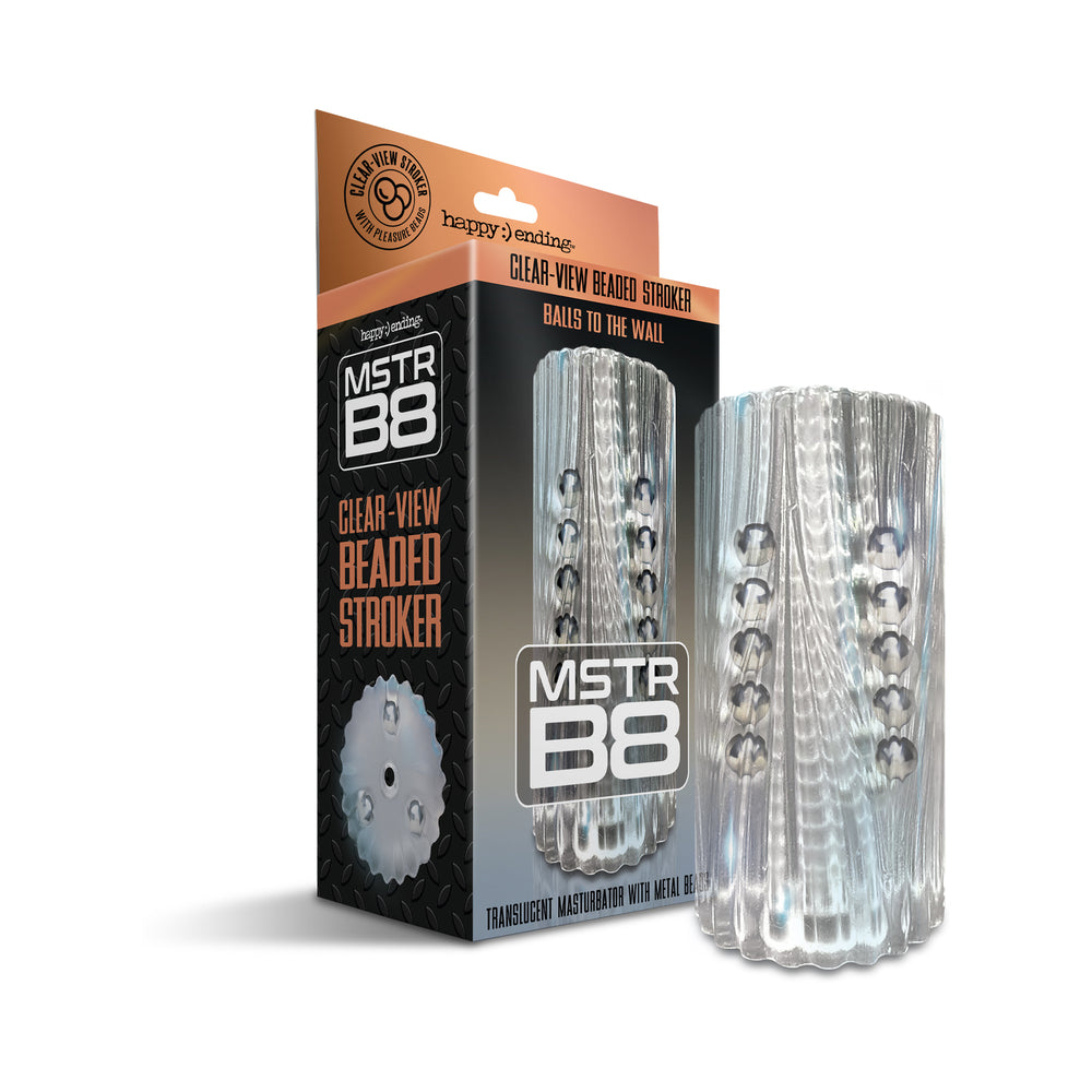 MSTR B8 Balls to the Wall Clear-View Beaded Stroker - Clear