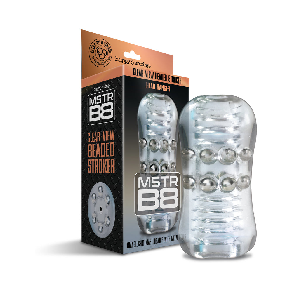 MSTR B8 Head Banger Beaded Clear-View Stroker - Clear