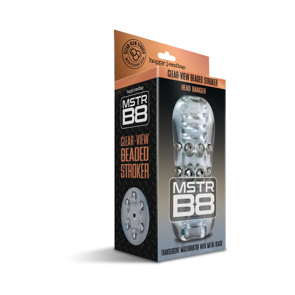 MSTR B8 Head Banger Beaded Clear-View Stroker - Clear