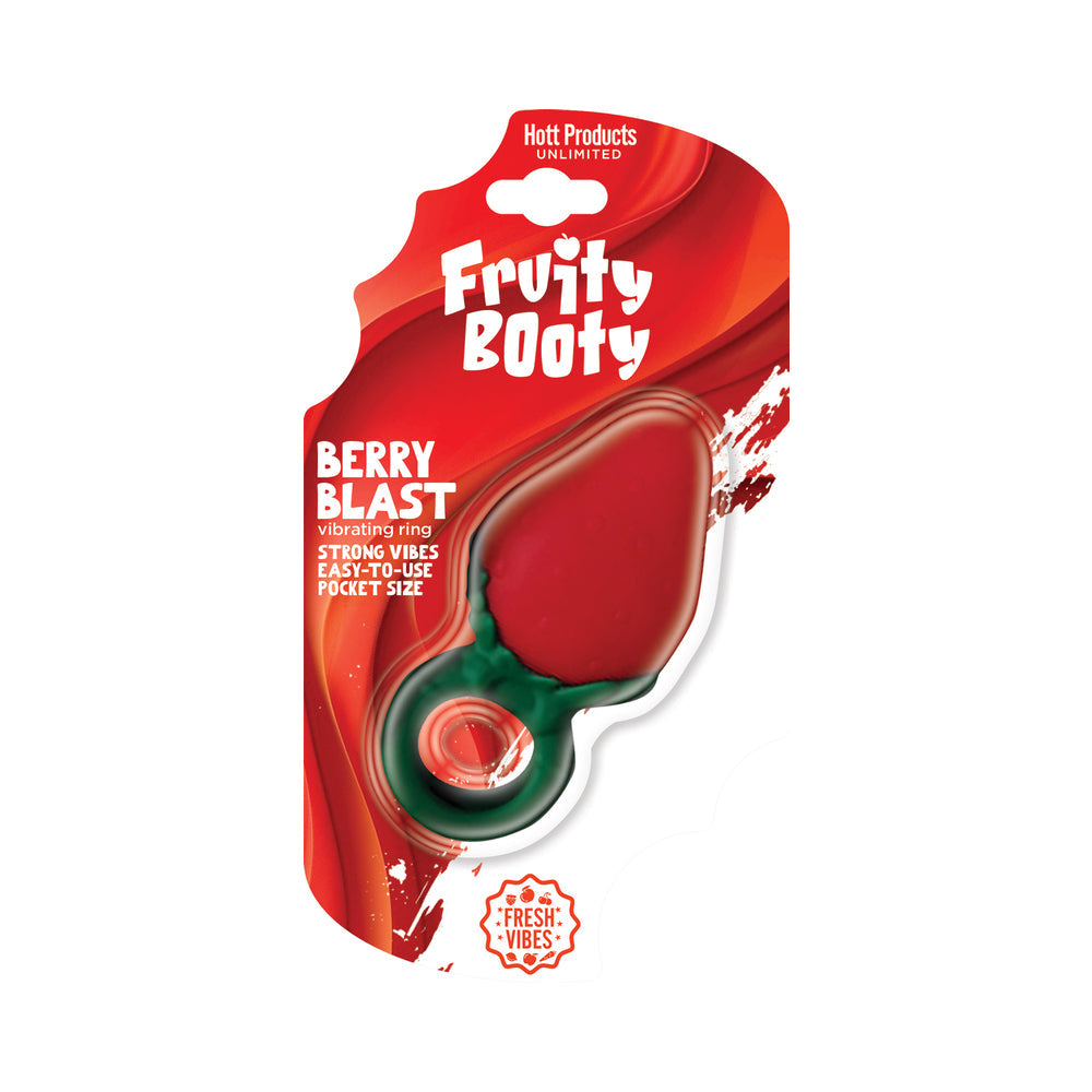 Fruity Booty Berry Buzz Strawberry Vibe Ring Liquid Silicone Multi-Speed