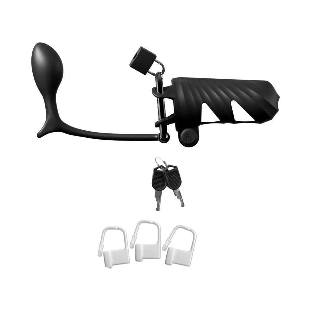 Fantasy C-Ringz Remote Controlled Vibrating Cock Blocker w/Ass-Gasam Plug - Black
