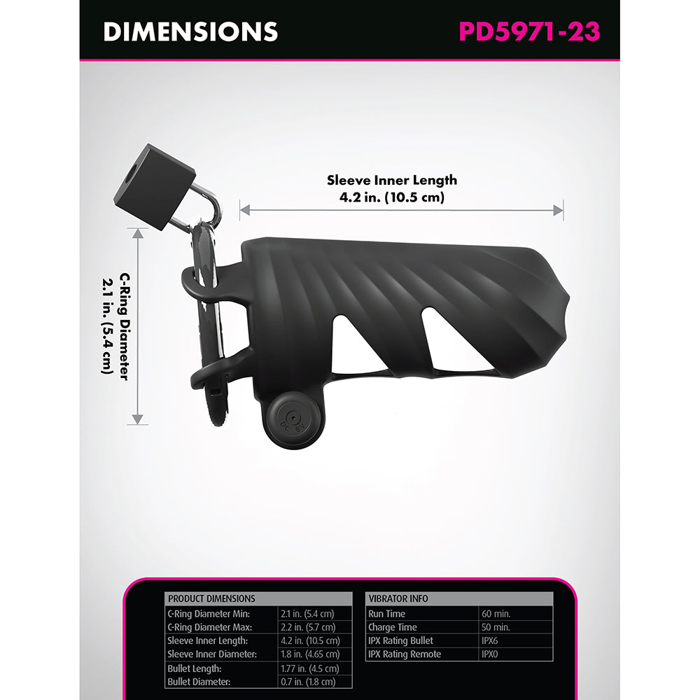 Fantasy C-Ringz Remote Controlled Vibrating Cock Blocker - Black