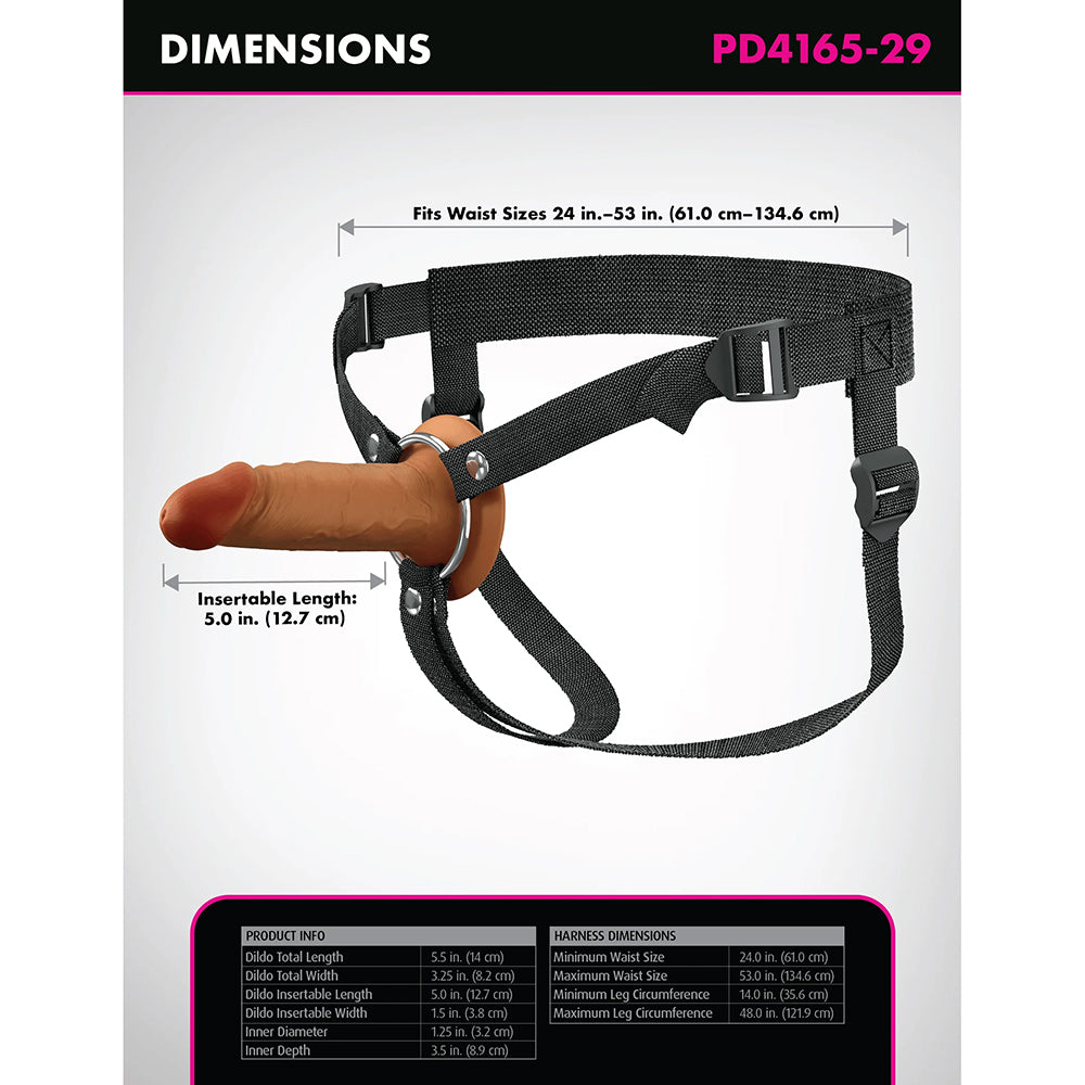 Fantasy X-Tensions Elite Hollow Strap On Dual Density Brown 5"